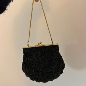 Vintage clutch beaded black mini bag